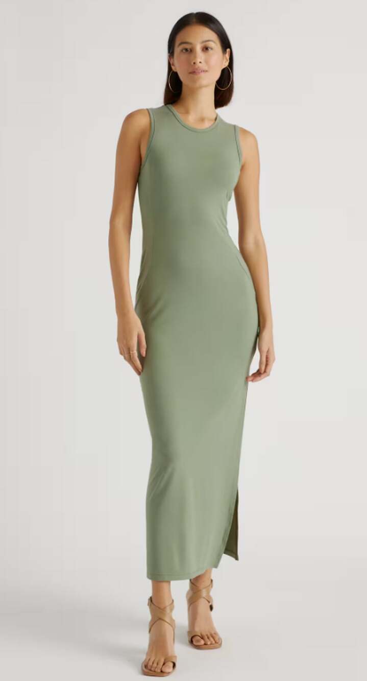 Quince Tencel Jersey Sleeveless Tank Maxi Dress Sage Green Minimalist Size XL